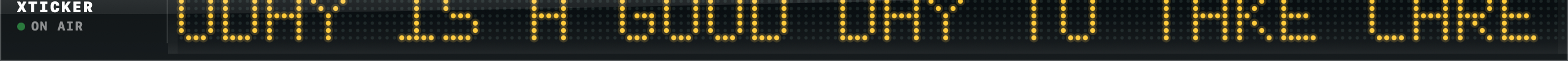 XTicker LED matrix theme running on a real Mac desktop, showing an amber On This Day message